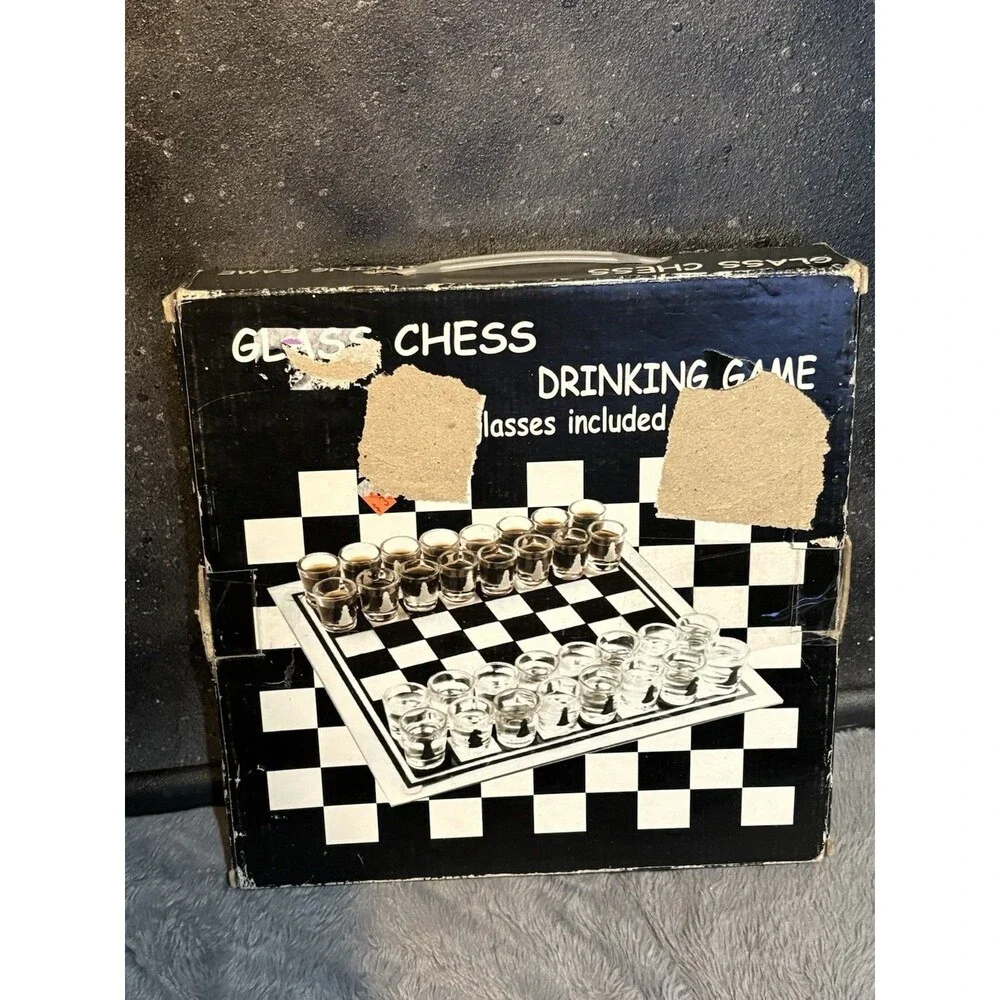 32-Piece Glass Chess Set With Drinking Shot Glasses & Glass Board Party Game